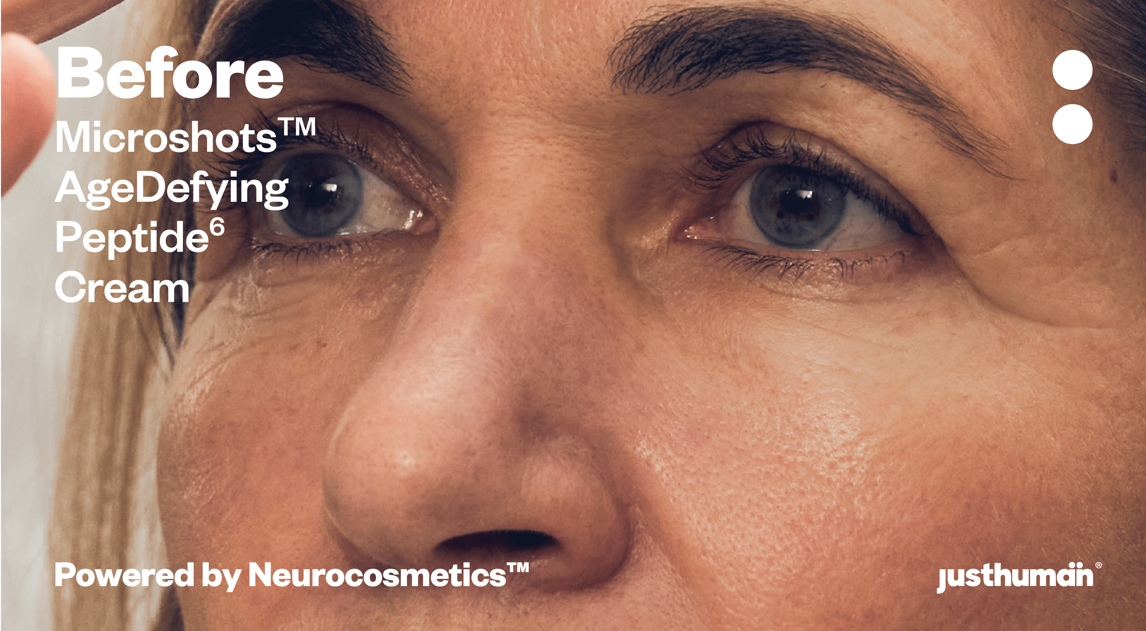 a woman applying Justhuman's AgeDefying Peptide6 Cream